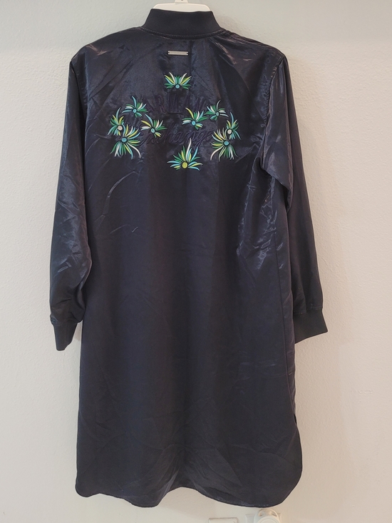 Armani Exchange Dresses & Skirts - Armani Exchange Black Satin Floral-Embroidered Long Dress Xs Oversized